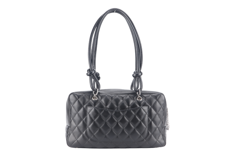 CHANEL VINTAGE CAMBON BOWLER BAG BLACK LAMBSKIN 1023xxxx WITH DUST COVER