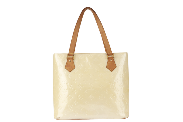 LOUIS VUITTON HOUSTON TOTE BAG (M92342) IVORY PERLE VERNIS LEATHER GOLD HARDWARE WITH DUST COVER