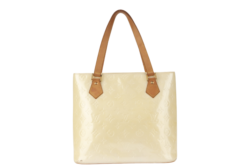 LOUIS VUITTON HOUSTON TOTE BAG (M92342) IVORY PERLE VERNIS LEATHER GOLD HARDWARE WITH DUST COVER