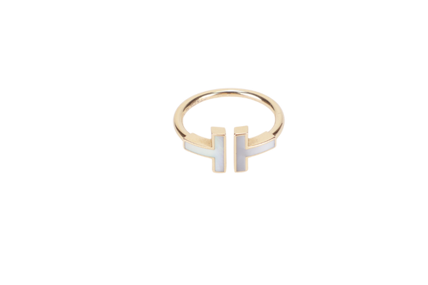 TIFFANY & CO. T WIRE RING MOP 18K YG 3.5G SIZE 5.5 WITH BOX