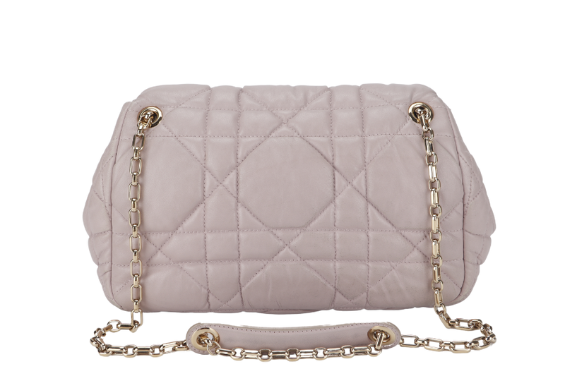 CHRISTIAN DIOR DIOR CANNAGE MILLY LA FORET SMALL (01-BO-0182) PINK LAMBSKIN GOLD HARDWARE WITH DUST COVER