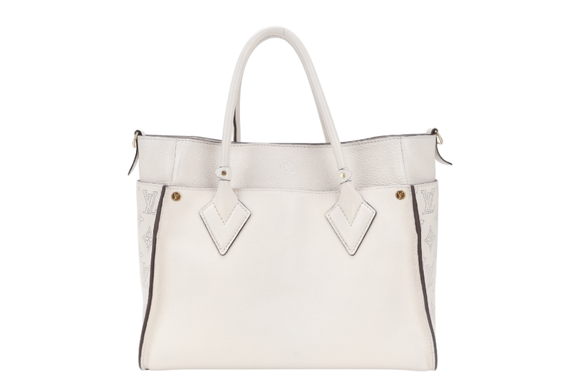 LOUIS VUITTON M20600 ON MY SIDE BEIGE CALF LEATHER GOLD HARDWARE WITH DUST COVER AND STRAPS