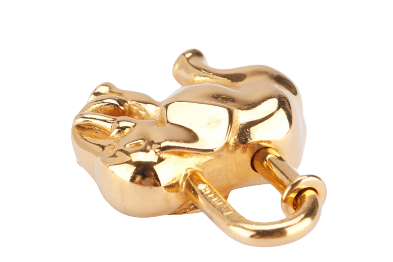 HERMES GOLD PLATED ELEPHANT LOCK CHARM WITH BOX
