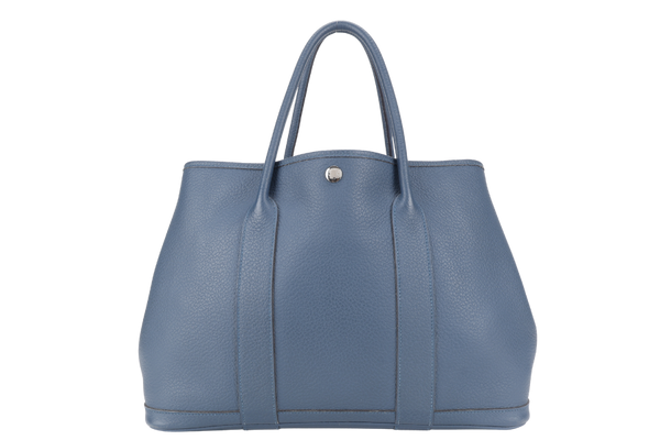 HERMES GARDEN PARTY 36 NEGONDA BLUE COLVERT SILVER HARDWARE STAMP R SQUARE (YEAR 2014) WITH DUST COVER