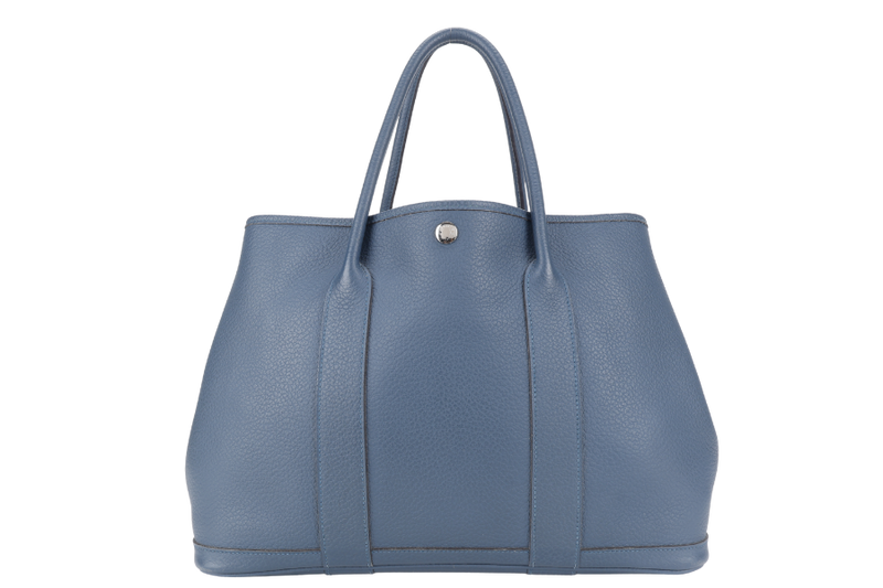 HERMES GARDEN PARTY 36 NEGONDA BLUE COLVERT SILVER HARDWARE STAMP R SQUARE (YEAR 2014) WITH DUST COVER