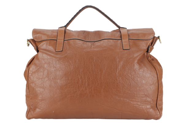 MULBERRY OVERSIZED ALEXA TAN OAK BUFFALO LEATHER SATCHEL BAG GOLD HARDWARE WITH DUST COVER