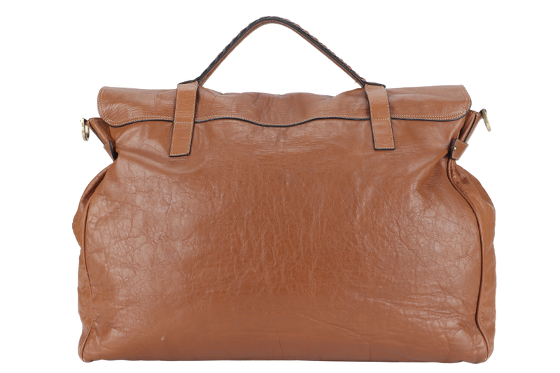 MULBERRY OVERSIZED ALEXA TAN OAK BUFFALO LEATHER SATCHEL BAG GOLD HARDWARE WITH DUST COVER