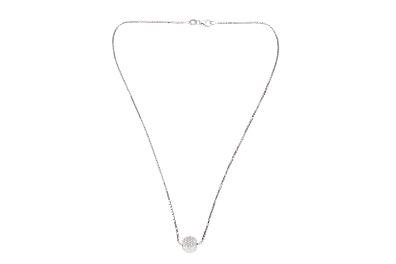 18K WG DIAMOND BALL NECKLACE 6G