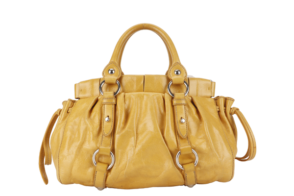 MIU MIU 2WAY SHOULDER BAG (RN06472) YELLOW LEATHER SILVER HARDWARE NO DUST COVER