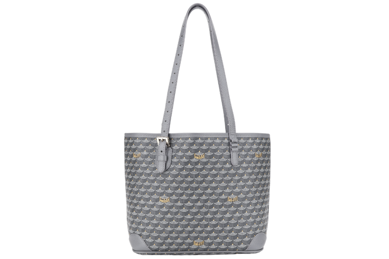 FAURE LE PAGE DAILY BATTLE TOTE GREY CANVAS SILVER HARDWARE 1905 WITH BAG ORGANISER