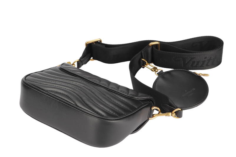 Louis Vuitton New Wave Multi Pochette (M56461) Noir Color, with Strap, Chain, Dust Cover & Box