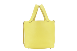 HERMES PICOTIN 18 LIME CLEMENCE LEATHER SILVER HARDWARE STAMP Y (YEAR 2020) WITH LOCK, KEY AND DUST COVER