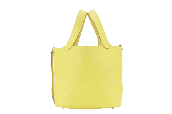 HERMES PICOTIN 18 LIME CLEMENCE LEATHER SILVER HARDWARE STAMP Y (YEAR 2020) WITH LOCK, KEY AND DUST COVER