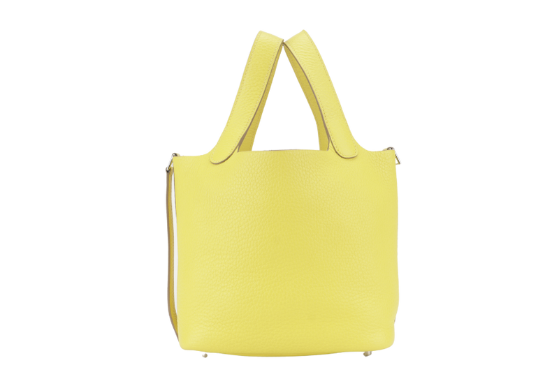 HERMES PICOTIN 18 LIME CLEMENCE LEATHER SILVER HARDWARE STAMP Y (YEAR 2020) WITH LOCK, KEY AND DUST COVER