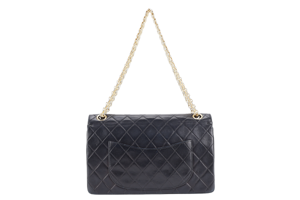 CHANEL VINTAGE BLACK LAMBSKIN JERSEY CHAIN NO CARD WITH DUST COVER