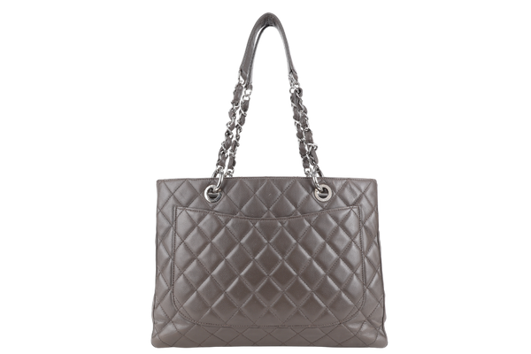 CHANEL GRAND SHOPPING TOTE (1503xxxx) GREY CAVIAR LEATHER SILVER HARDWARE WITH CARD NO DUST COVER