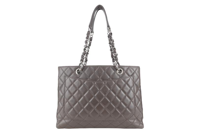 CHANEL GRAND SHOPPING TOTE (1503xxxx) GREY CAVIAR LEATHER SILVER HARDWARE WITH CARD NO DUST COVER