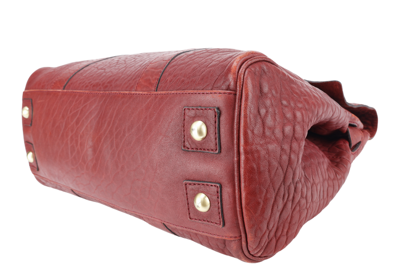 MULBERRY THE BAYSWATER SATCHEL BURGUNDY LEATHER GOLD HARDWARE NO DUST COVER