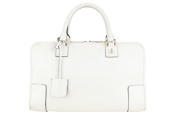 LOEWE AMAZONA 36 WHITE CALF LEATHER GOLD HARDWARE WITH DUST COVER