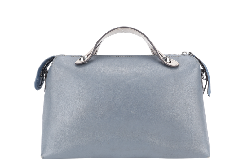 FENDI BY THE WAY SHOULDER BAG MEDIUM BLUE LEATHER SILVER HARDWARE WITH LONG STRAPS NO DUST COVER