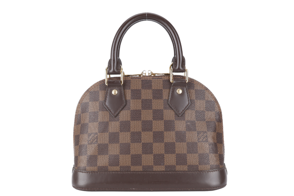 LOUIS VUITTON N40606 ALMA BB BROWN DAMIER EBENE GOLD HARDWARE WITH LONG STRAPS, PADLOCK AND KEYS