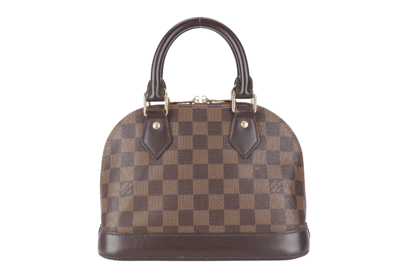 LOUIS VUITTON N40606 ALMA BB BROWN DAMIER EBENE GOLD HARDWARE WITH LONG STRAPS, PADLOCK AND KEYS