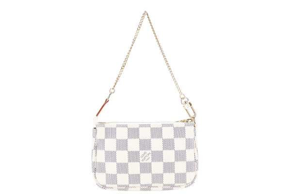 LOUIS VUITTON N58010 MINI POCHETTE ACCESSORIES DAMIER AZUR CANVAS GOLD HARDWARE WITH DUST COVER AND BOX