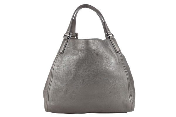 GUCCI SOHO INTERLOCKING G TOTE BAG DARK GREEN LEATHER RUTHENIUM HARDWARE WITH DUST COVER