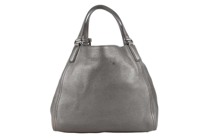 GUCCI SOHO INTERLOCKING G TOTE BAG DARK GREEN LEATHER RUTHENIUM HARDWARE WITH DUST COVER