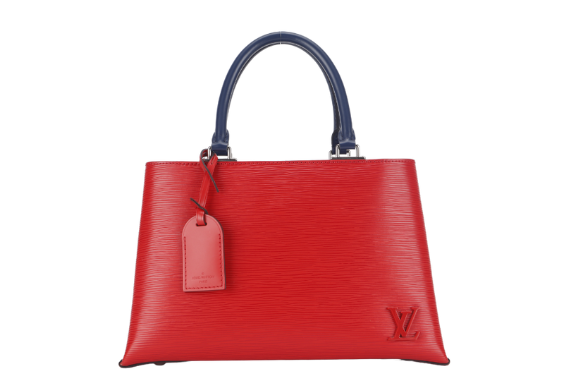 LOUIS VUITTON KLEBER PM RED EPI LEATHER SILVER HARDWARE WITH STRAPS AND DUST COVER