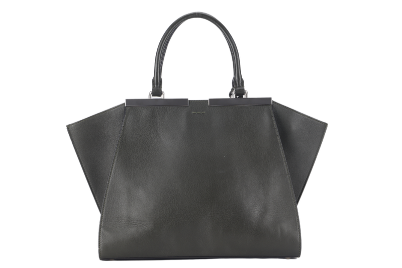 fendi petite 3jours 8bh279 green pink calfskin leather 2way bag silver hardware with strap no dust cover