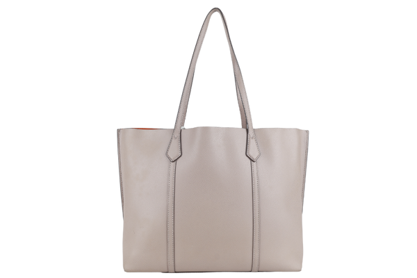 TORY BURCH PERRY TRIPLE COMPARTMENT TOTE GREY LEATHER GOLD HARDWARE NO DUST COVER