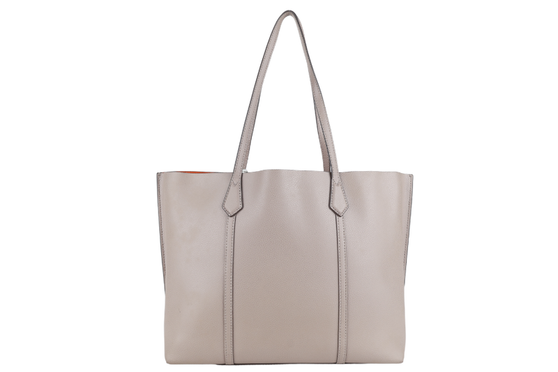 TORY BURCH PERRY TRIPLE COMPARTMENT TOTE GREY LEATHER GOLD HARDWARE NO DUST COVER