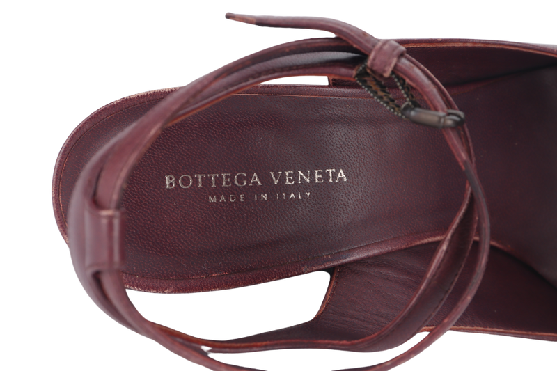 BOTTEGA VENETA WEDGE PUMPS MAROON LEATHER SIZE 35.5