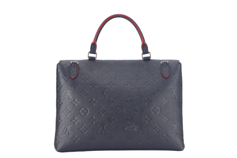 LOUIS VUITTON MARIGNAN BLUE MONOGRAM EMPREINTE LEATHER GOLD HARDWARE WITH STRAPS AND DUST COVER