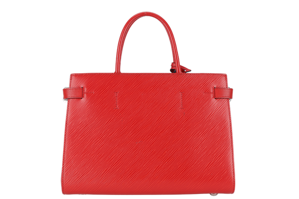 LOUIS VUITTON M54811 RED EPI LEATHER TWIST TOTE BAG SILVER HARDWARE WITH DUST COVER AND BOX