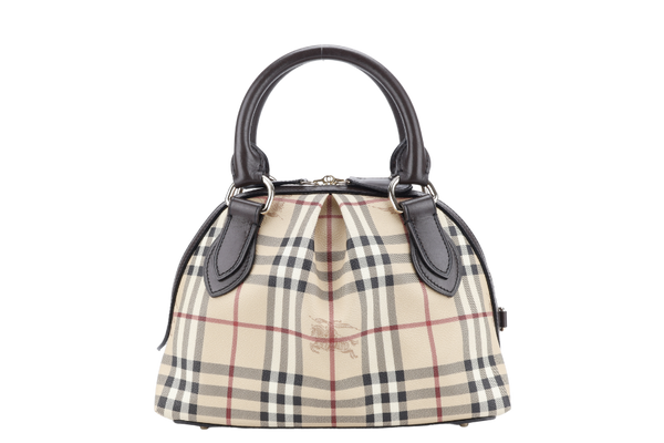 BURBERRY THORNLEY HAYMARKET DARK BROWN LEATHER TRIM WITH DUST COVER