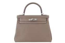 HERMES KELLY 28 RETOURNE ETOUPE TOGO SILVER HARDWARE STAMP X (2016) AMAZON STRAPS WITH LOCK, KEYS AND DUST COVER