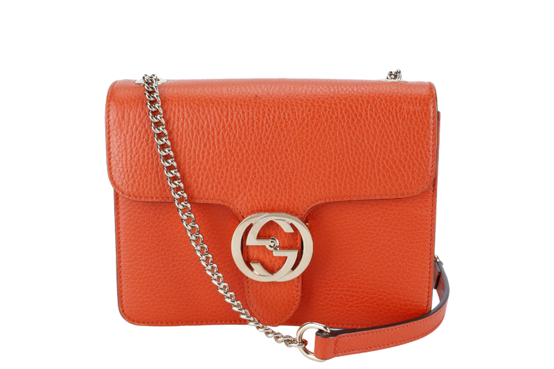 GUCCI 510304.204991 INTERLOCKING GG BAG ORANGE LEATHER GOLD HARDWARE WITH DUST COVER