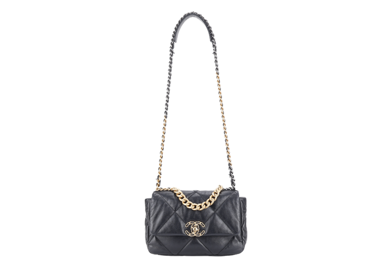 CHANEL 19 (PUTHL4TJ) LAMBSKIN GOLD TONE SILVER & RUTHENIUM GOLD HARDWARE WITH DUST COVER