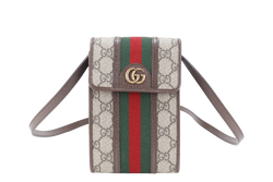 GUCCI GG SUPREME OPHIDIA MINI BROWN CANVAS W.O.C GOLD HARDWARE WITH DUST COVER