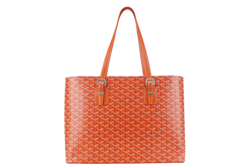 GOYARD SAC MARINE GALANTE GM ORANGE GOYARDINE CANVAS SILVER HARDWARE WITH DUST COVER