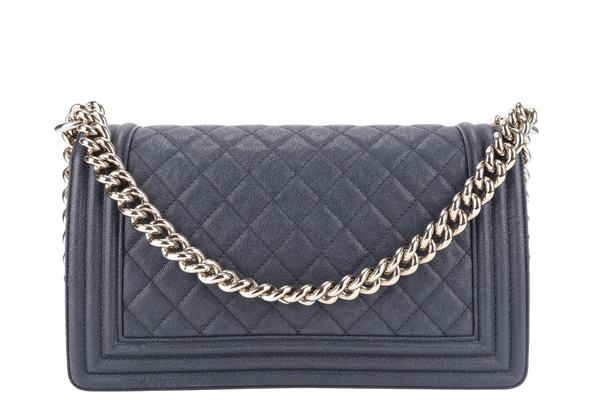 CHANEL LEBOY MEDIUM NAVY BLUE CAVIAR GOLD HARDWARE (3121xxxx) WITH CARD AND DUST COVER