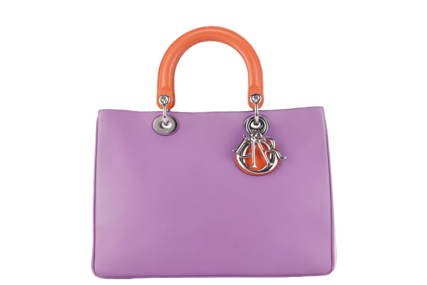 CHRISTIAN DIOR DIORISSIMO MEDIUM (09-MA-0134) TRICOLOR CALFSKIN SILVER HARAWARE WITH POUCH , STRAPS AND DUST COVER