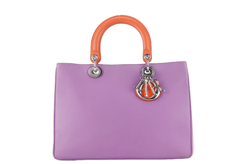 CHRISTIAN DIOR DIORISSIMO MEDIUM (09-MA-0134) TRICOLOR CALFSKIN SILVER HARAWARE WITH POUCH , STRAPS AND DUST COVER