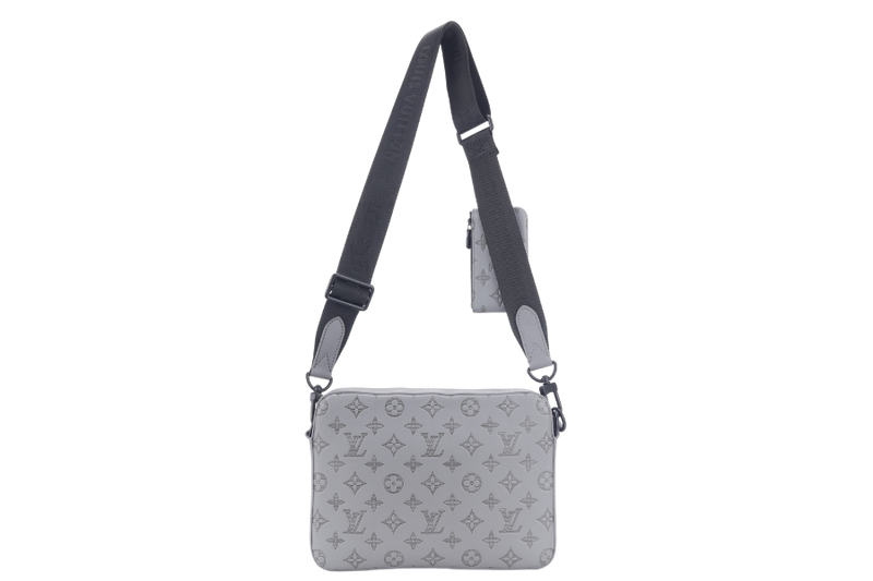 LOUIS VUITTON M46603 TRIO MESSENGER GREY MONOGRAM SHADOW BHW WITH DUST COVER