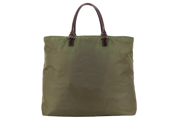 PRADA BR3227 KHAKI GREEN NYLON TOTE WITH CARD, STRAPS AND DUST COVER