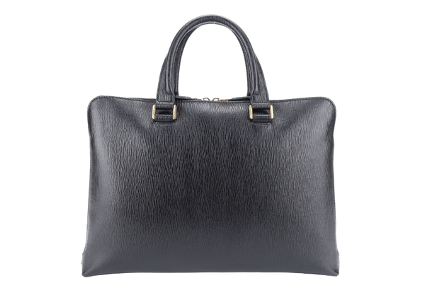 SALVATORE FERRAGAMO RIVIVAL 3.0 BLACK LEATHER BRIEFCASE GOLD HARDWARE NO DUST COVER