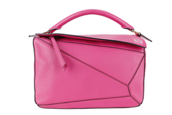 LOEWE PUZZLE EDGE FUSHIA MEDIUM CALFSKIN LEATHER GOLD HARDWARE WITH SLING AND DUST COVER