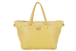 SALVATORE FERRAGAMO MIKA CONVERTIBLE TOTE BAG LARGE YELLOW LEATHER GOLD HARDWARE WITH DUST COVER